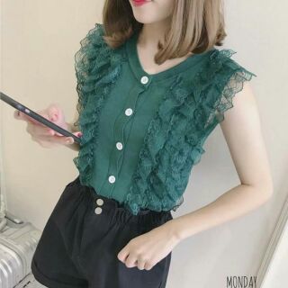 เสื้อไหมพรมเเขนกุด