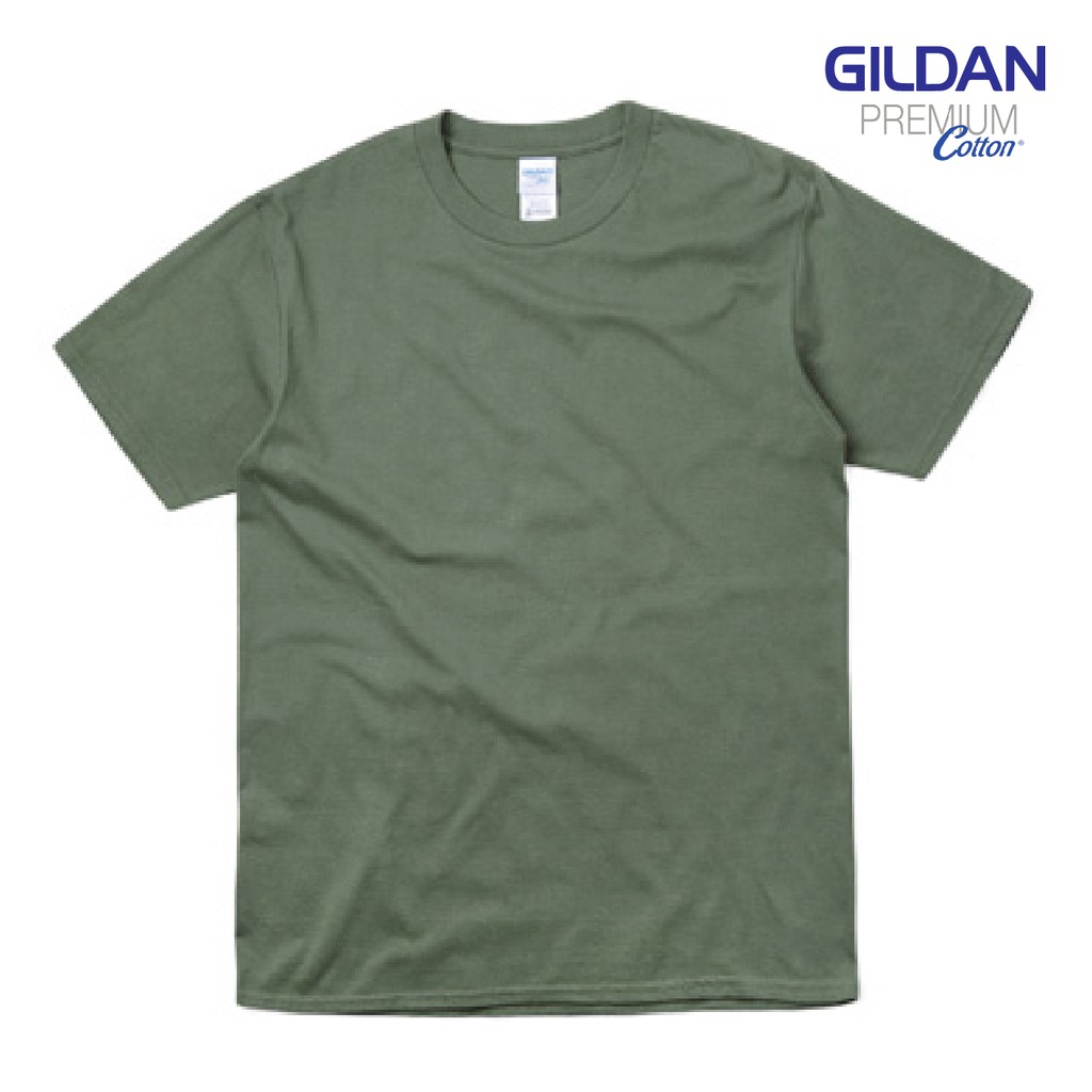เสื้อยืดเขียวทหาร Gildan Premium Cotton