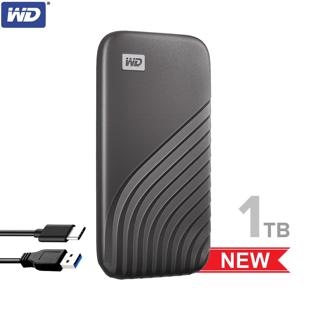WD My Passport SSD 1TB ฮาร์ดดิสก์แบบพกพา TypeC, USB 3.0 (WDBAGF0010BGY-WESN) Gray สีเทา อ่าน1050MB/s