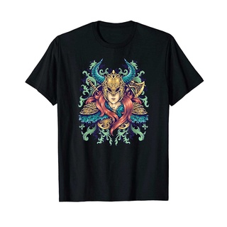 ผ้าฝ้ายคอกลมเสื้อยืด พิมพ์ลาย Viking Warrior Goddess Tattoo Art สําหรับผู้ชายfrom S-4XL