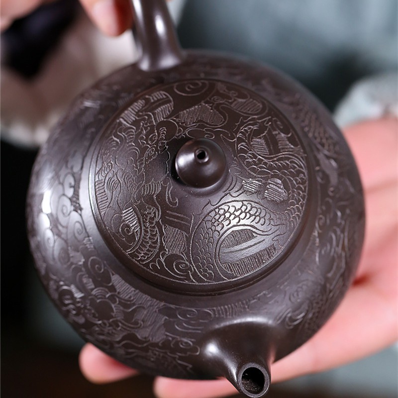 High Quality Yixing Raw Ore Black Mud Purple Clay Teapots Home Creative