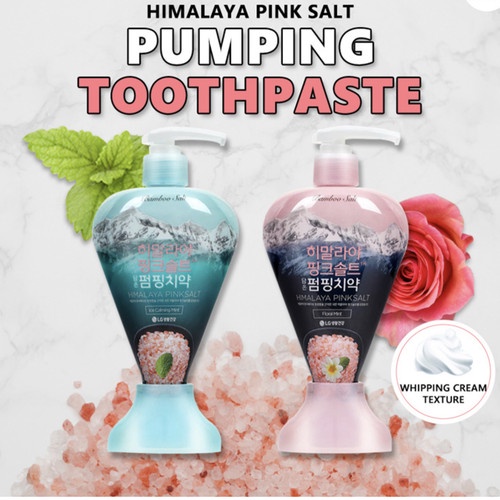 ยาสีฟันเกาหลี ยาสีฟันสมุนไพร เกลือชมพูแบบขวดปั้ม himalaya pink salt pumping toothpaste 285g 히말라야 핑크솔
