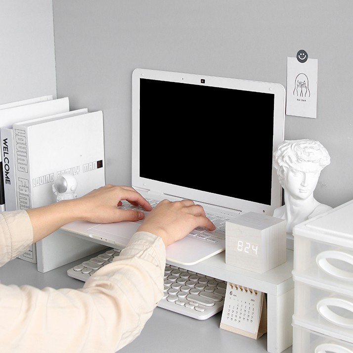 📢พร้อมส่งจ้า ชั้นวางจอคอม ชั้นวางโน้ตบุ๊ค (สีขาว/ดำ/ไม้) ที่วางคอม ที่วางจอคอม ทนทานกว่า