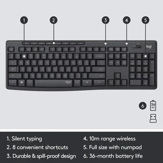🔥ขายดีมาก🔥คีย์บอร์ดและเมาส์ไร้สาย Logitech MK295 Silent Wireless Combo keyboard คีย์ไทย-อังกฤษ 1y