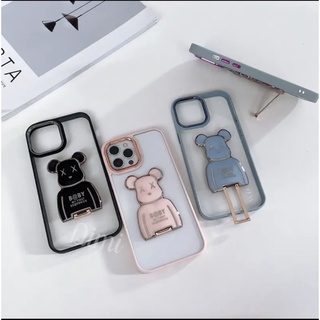 พร้อมส่ง เคสใสขอบสีอะคริลิค+ขาตั้งหมี Oppo Reno7z Reno8z A16 A15 A16K A54 A5S A12 F9 Realme5/5i/6i/C3  Xiaomi Redmi9A