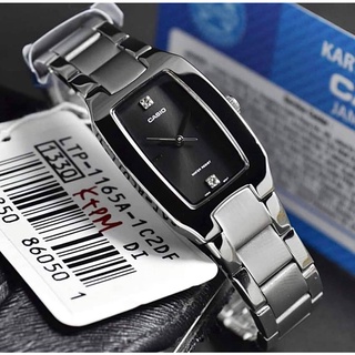 นาฬิกา Casio Standard รุ่น LTP-1165A-1C2 นาฬิกาข้อมือผู้หญิง สายสแตนเลส หน้าปัดดำ ของแท้ 100% รับประกัน1ปีเต็ม