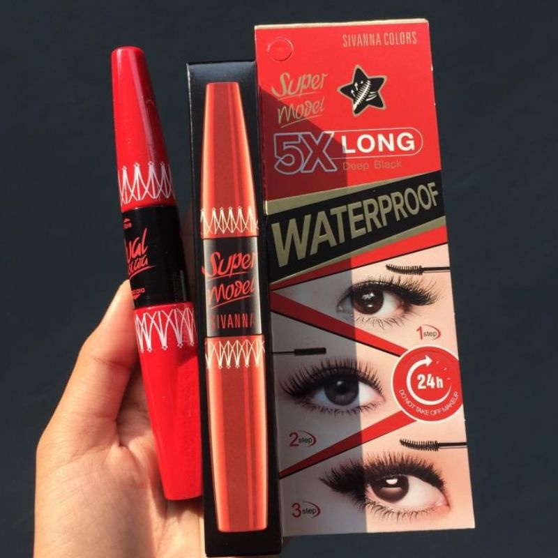 มาสคาร่า 2หัว(สีแดง)Sivanna Waterproof Mascara