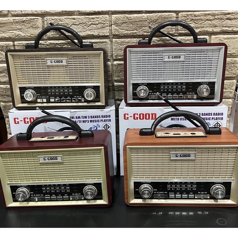 วิทยุ ลำโพง G-good G 912 BT (ลายไม้) /  G 852 BT/ G 168 solar(BT)  นาฬิกา mp3 am-fm  ชาร์จไฟทั้งสองร