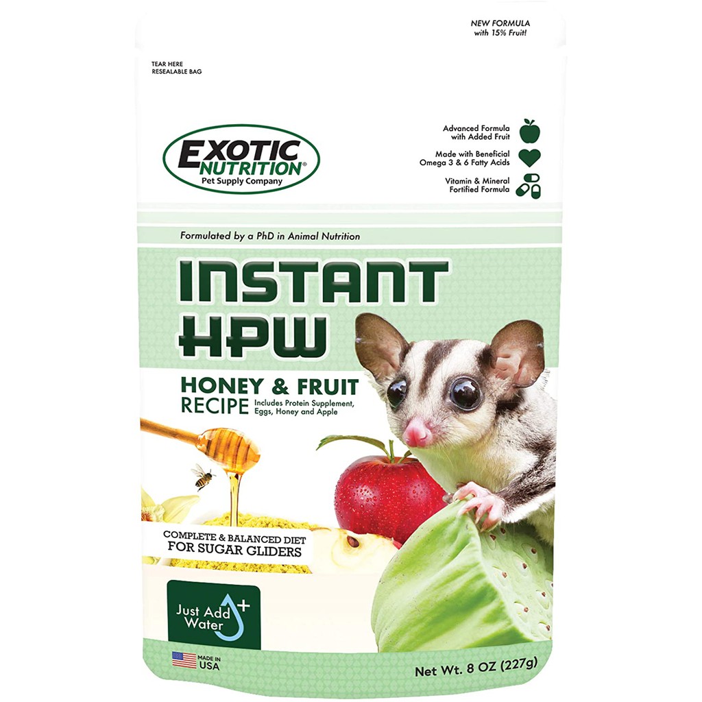 (ขนาดจริง 8oz.) Exotic Nutrition - Instant HPW Honey & Fruit อาหารชูการ์ไกลเดอร์ รสน้ำผึ้งผลไม้