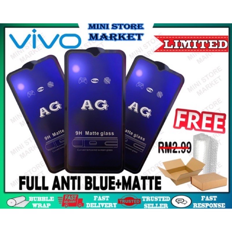 Vivo Y91 i Y93 Y95 V20Pro V23 E S1 Pro X50 Pro X60 NEX T1 T1X Anti Blue Matte กระจกนิรภัย