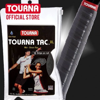 TOURNA TAC กริปเทปพันด้ามแบบหนึบ Black-10 XL grips on rollกริปไม้เทนนิส กริปไม้แบดมินตัน สีดำ