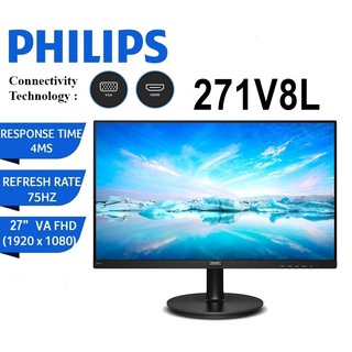 MONITOR (จอมอนิเตอร์) PHILIPS 271V8L/67 27" VA FHD 75Hz (VGA,HDMI) ประกัน 3 ปี