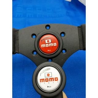 Momo ITALY STEERING ฮับพวงมาลัยรถยนต์ ปุ่มกด Nardi Ralliart OMP โลโก้ญี่ปุ่น มาใหม่ สีขาว / สีแดง