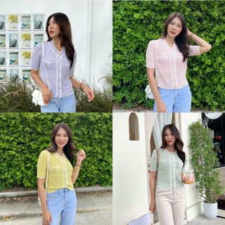 Pastel Knit Top เสื้อไหมพรมกระดุมหน้า สไตล์เกาหลี