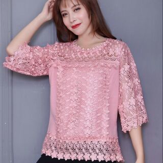 เสื้อลูกไม้พรีเมี่ยม อก 38/40/42/44/46 แขนสามส่วน คอกลม มาใหม่ล่าสุดค่ะ ไม่มีซิป เป็นงานสวม ลายดอกไม้เก๋ๆ