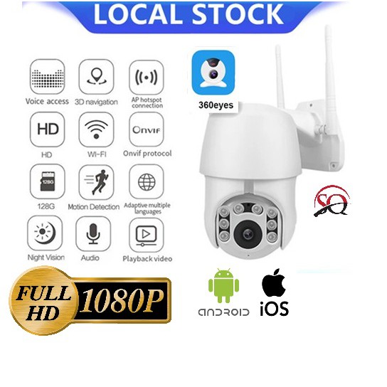 ท้องถิ่น 360Eyes 1080P 3MP PTZ กล้องวงจรปิดกันน้ําการติดตามอัตโนมัติกล้อง IP Wifi 4X ซูมดิจิตอลกล้อง