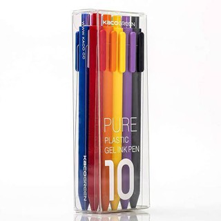 Kaco ปากกาหมึกเจล Pure Plastic Gel Ink Pen 10 แท่ง 0.5 mm ของแท้ มีพร้อมส่ง