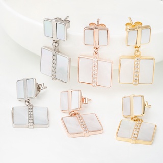 AR-Kang Collection***ต่างหูwhite mop white cz AAAAA(เงินแท้92.5%)
