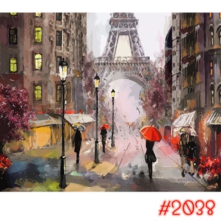 2038🎨 ขึงเฟรมไม้ 🎨 พร้อมส่ง 40x50cm. DIY Paint Number รูปวาด ของขวัญ ภาพวาด ระบายสี สีน้ำมัน ระบายสีตามตัวเลข ตกแต่งผนัง