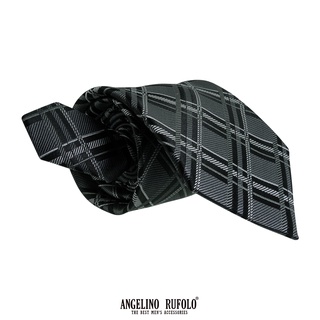 ANGELINO RUFOLO Necktie(NTN1750-ก.ฟ.) เนคไทผ้าไหมทออิตาลี่คุณภาพเยี่ยม ดีไซน์ Graphic Pattern สีเทา/เทอควอยซ์/ม่วง