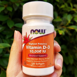 D3 วิตามินดีสาม 10,000IU 120 Softgels ( Now Foods®)  Vitamin D-3 ช่วยเสริมภูมิ D 3