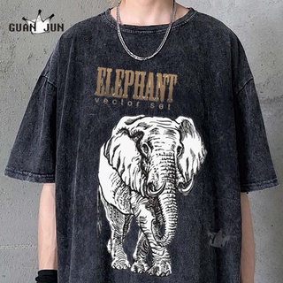 เสื้อยืดคอกลม แขนสั้น ผ้าฝ้าย ลาย Elepant 90s Streetwear Y2K สไตล์วินเทจ ฮาราจูกุ พังก์ สําหรับผู้ชาย EPihcl53IOhndc62สา