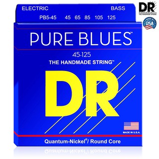 DR Strings PB5-45 สายกีตาร์เบส 5 สาย Pure Blues Quantum Nickel Bass Strings, Medium 45/125 ** Made in U.S.A. **