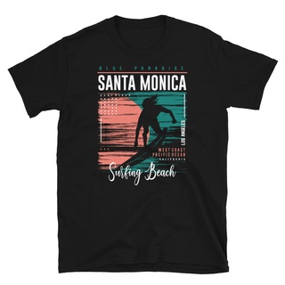 เสื้อยืดพิมพ์ลาย Santa Monica Surfing Beach สไตล์วินเทจสําหรับคู่รัก