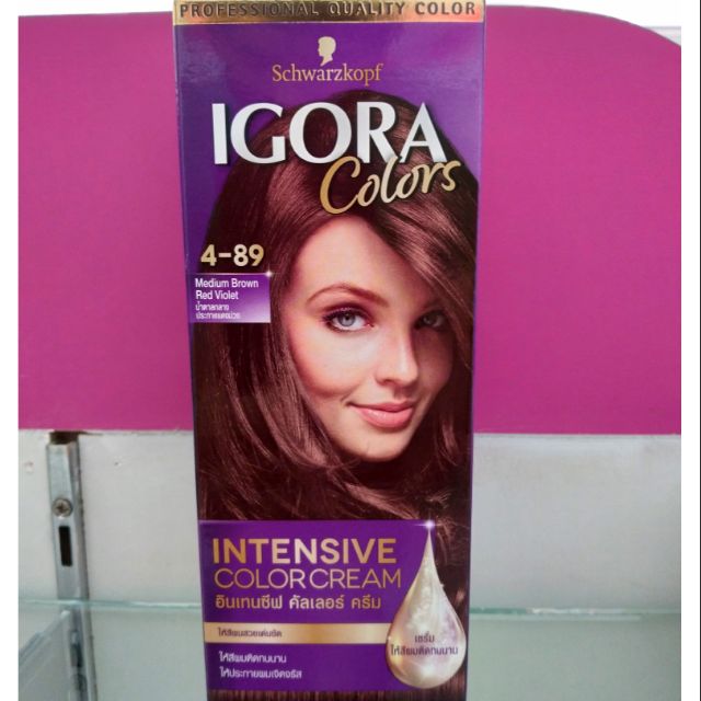 Schwarzkopf IGORA Intensive Color cream ครีมย้อมผม ชวาร์สคอฟ อิโกร่า  40มล. 4-89 สีน้ำตาลกลางประกายแ