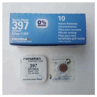 ถ่านกระดุม Renata 397 SR726SW สินค้าแท้ 100% จำหน่ายยก 1กล่อง มี10เม็ด