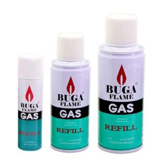 แก๊สกระป๋อง BUGA Gas สำหรับเติมไฟแช็ค 3 ขนาด 50/132/375 ml.