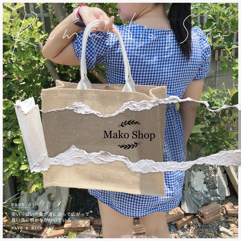 กระเป๋าผ้ากระสอบเคลือบ สีขาว  ,กันน้ำ100% ไม่เสียทรง ราคาถูกที่สุด ส่งไวที่สุด กว้าง37.5cm ยาว30cm หนา15cm