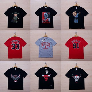 เสื้อยืดพรีเมี่ยม พิมพ์ลาย Mitchell AND NESS CHICAGO BULLS