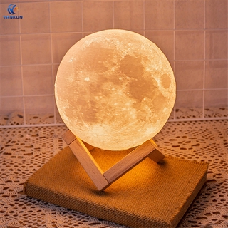 โคมไฟกลางคืน รูปดวงจันทร์ 3D ขนาดใหญ่ แสงวอร์มไวท์ ของขวัญสำหรับวันเกิด