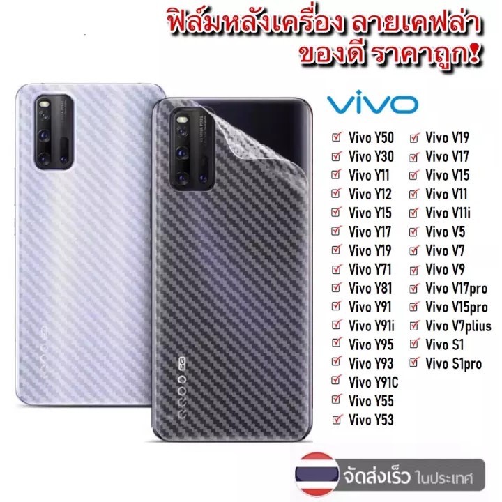 ฟิล์มหลังเคฟล่า Vivo Y20 / V20 Pro / Y11 / Y12 / Y15 / Y91 / Y91i / Y91C / V19 / V17 / V9 / V7 ฟิล์มหลัง ฟิล์ม