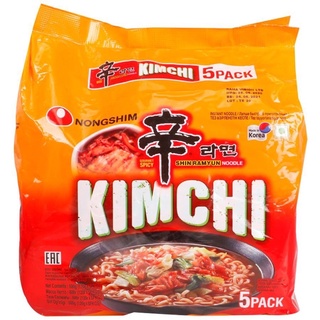 Nongshim kimchi ramyun noodle 120g*5 ซอง นงชิม รสกิมจิ มาม่าเกาหลี บะหมี่เกาหลี บะหมี่กึ่งสำเร็จรูป