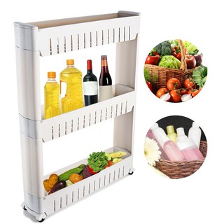 Shelf Kitchen Rack with wheels plastic new step asia ชั้นวางของข้างตู้ 3 ชั้น ขนาด 12 x 53x75 cm.