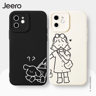 Jeero เคสคู่ เคสไอโฟน คู่รัก ขอบเหลี่ยมกันกระแทกซิลิโคนนุ่มการ์ตูนน่ารักตลก เคสโทรศัพท์ Compatible for iPhone 15 14 13 12 11 Pro Max SE 2020 X XR XS 8 7 ip 6S 6 Plus HFE1272