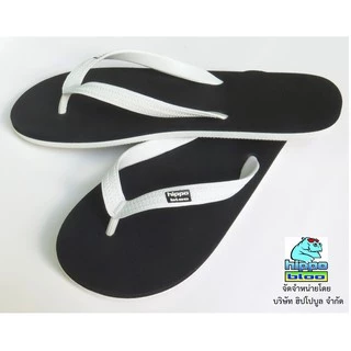 Hippo bloo รองเท้าแตะฮิปโปบูล รองเท้ายางพารา ชาย/หญิง BLACK and WHITE ดำ / ขาว หูขาว