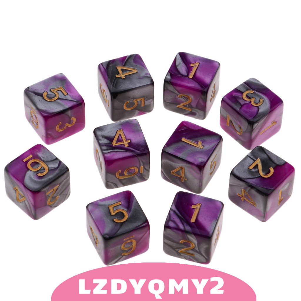 Curiosity 10pcs Square 16mm Six Sided D6 Opaque Standard Game Dice With ...
