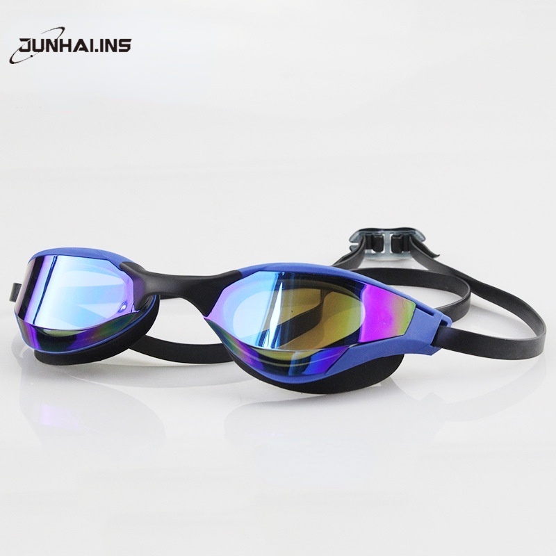 Junhaiins Racing แว่นตาว่ายน้ําซิลิโคนเจลกันน้ํา Anti-fog ผู้ใหญ่ผู้หญิง Man UV Protection SWIMMING GOGGLES