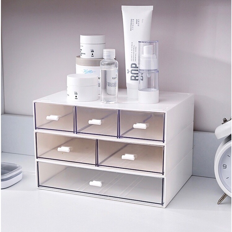 GaGiNang ฟรีสติกเกอร์2ใบ กล่องเก็บเครื่องสำอาง กล่องเก็บเครื่องเขียน กล่องเก็บของ แบบมีลิ้นชัก ชั้นวางของ เรียงซ้อนกัน - รูปที่ 4