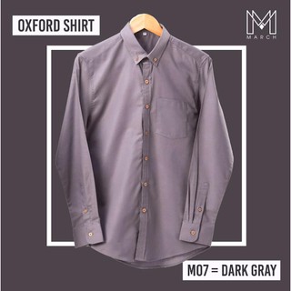 เสื้อเชิ้ตคอปกสีเทาเข้มแขนยาว M07