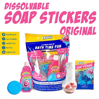 Mr. Bubble Kids Ultimate Pack of Bath Time Fun (Original Bubble Bath 2.5oz, Bath Fizzer 50g, Soap Stickers 10g, Bath Pot