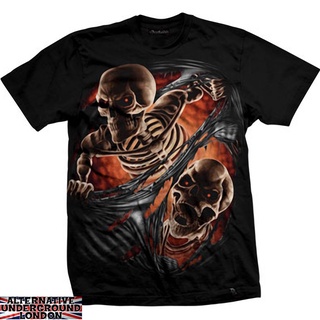 ROUND คอลูกเรือเสื้อยืดผ้าฝ้าย พิมพ์ลาย DARKSIDE TEAR THROUGH HORROR HELL SKELETON SKULL DFddme31IAnfad29-4XL