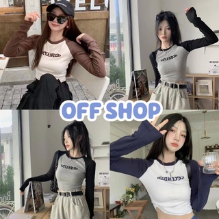 OFF SHOP พร้อมส่ง (OFF-58067-3) เสื้อครอปไหมพรม คอกลมแขนยาว น่ารักสีพื้นกำลังมา