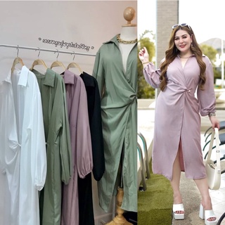 Plus size : dressป้ายหน้า สวยแซบ  260- เสื้อคลุมสาวอวบ เดรสคลุม เสื้อคลุม (e17)