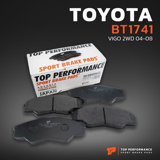 ผ้าเบรค หน้า TOYOTA HILUX VIGO 2WD ตัวเตี้ย 04-08 - BT 1741 - TOP PERFORMANCE JAPAN - ผ้า ดิสเบรค เบรก โตโยต้า วีโก้ BENDIX DB1741 DB1985 04465-0K160 04465-0K290