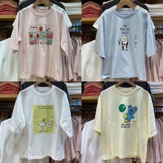 ใหม่ Uniqlo เสื้อยืดแขนสั้น พิมพ์ลาย Snoopy สําหรับผู้ชาย และผู้หญิง 444570 447869 447870S-5XL