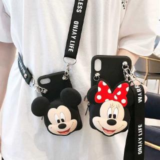 VIVO เคสโทรศัพท์มือถือลายมิ๊กกี้เม้าส์ สำหรับ Y85/V9/V9youth Z1/Z1i/Z3X Y83/Y81/Y81S RENO4 RENO4pro Y91/Y91i/Y95 V19 Y93/Y91C V11i/Z3i/Z3 V11/V11pro/X21S Cartoon coin purse mobile phone case with lanyard